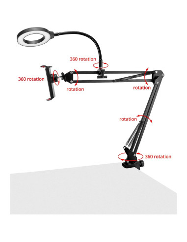 Soporte de Cámara de Techo QWORK con Luz de Anillo 15.24 cm