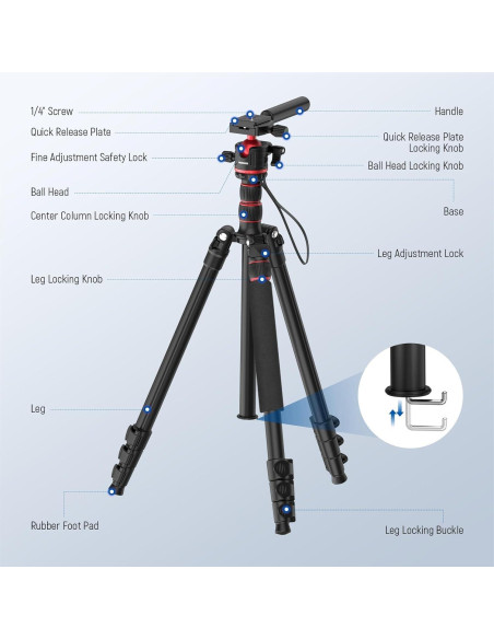 Trípode y Monopod NEEWER 77" Aluminio Ligero para DSLR
