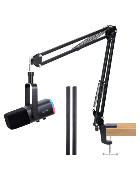 Brazo de micrófono ajustable Fifine AM8 con adaptador y fundas