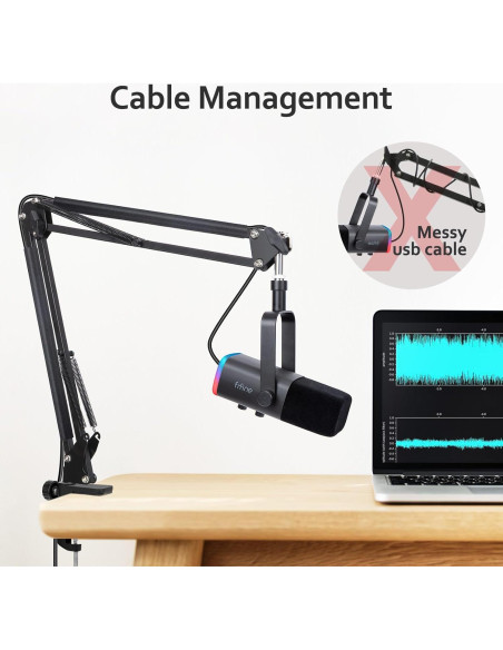 Brazo de micrófono ajustable Fifine AM8 con adaptador y fundas