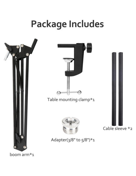 Brazo de micrófono ajustable Fifine AM8 con adaptador y fundas