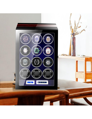 Enrollador de Relojes Automáticos LELTNSOU 12 Espacios con Huella