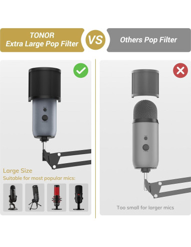 Brazo de Micrófono Ajustable TONOR T10 con Filtro Pop 180