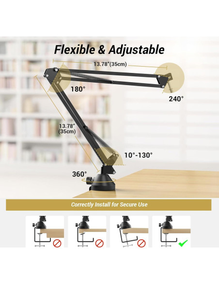 Brazo de Micrófono Ajustable TONOR T10 con Filtro Pop 180