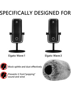 Funda de Piel de Peluche Geekria para Micrófono Elgato Wave 1/3 - 2 Paquete 2