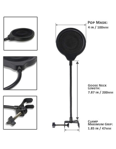 Filtro Pop para Micrófono Blue Yeti X con Pantalla Espuma 100mm