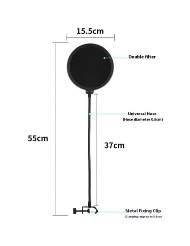 Filtro Pop Profesional para Micrófono con Brazo Ajustable