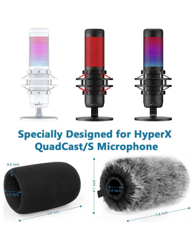 Filtro Pop HyperX QuadCast S + Cubierta de Viento Peluda