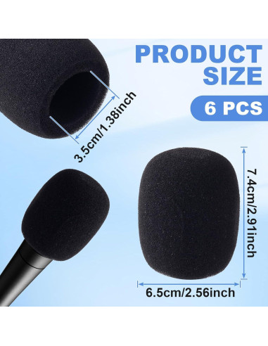 Funda de Micrófono PAGOW 6 Pcs Espuma Alta Densidad Negra