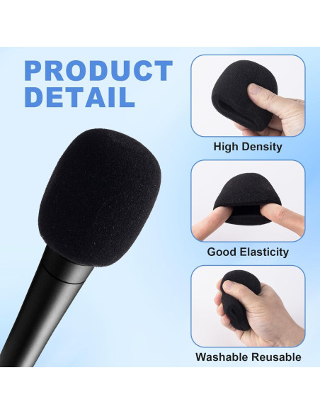 Funda de Micrófono PAGOW 6 Pcs Espuma Alta Densidad Negra