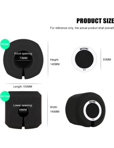 Filtro Antiviento Profesional C1 para Micrófono 45-60mm Negro 2