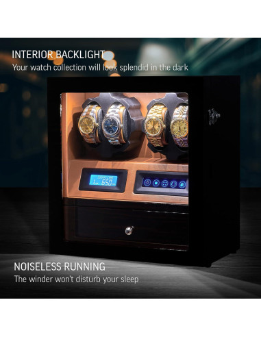 Reloj Winder Leader X205 para 4 Relojes con Luz LED