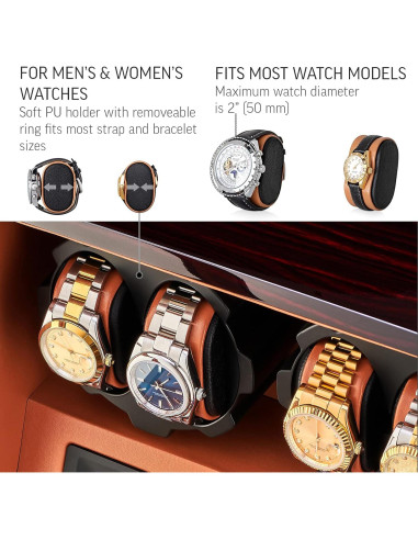 Reloj Winder Leader X205 para 4 Relojes con Luz LED