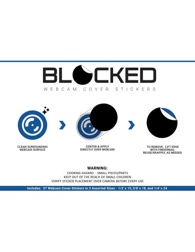 Cubre Webcam MyCamShield 57 Etiquetas Vinilo Negro Reutilizables