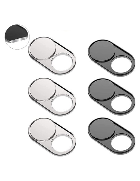 Cubierta Webcam Magnética Cimkiz - 6 Piezas (3 Negros + 3 Plateados)