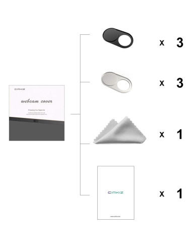 Cubierta Webcam Magnética Cimkiz - 6 Piezas (3 Negros + 3 Plateados)
