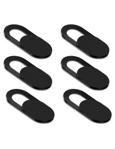 Cubierta deslizante para webcam 6 Pack - Negro, ultra delgada