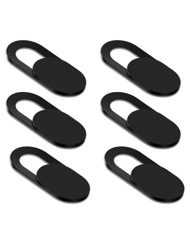 Cubierta deslizante para webcam 6 Pack - Negro, ultra delgada