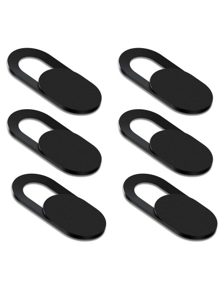 Cubierta deslizante para webcam 6 Pack - Negro, ultra delgada