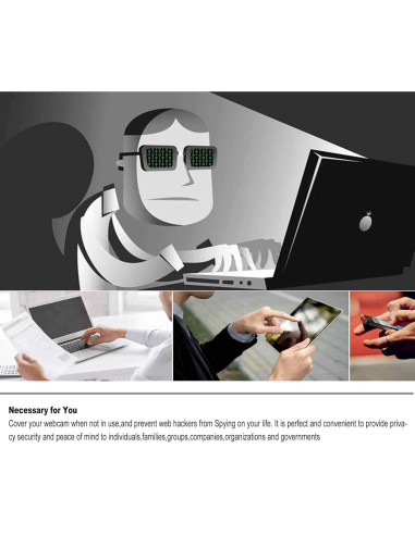 Cubierta deslizante para webcam 6 Pack - Negro, ultra delgada