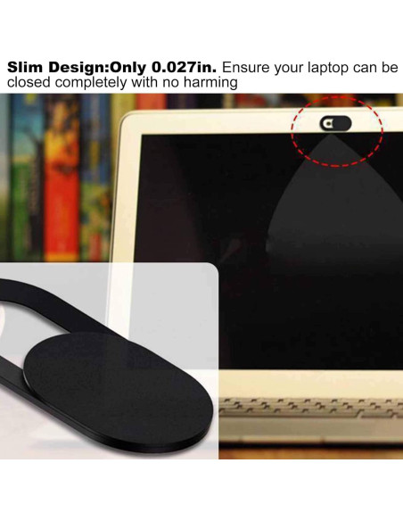 Cubierta deslizante para webcam 6 Pack - Negro, ultra delgada