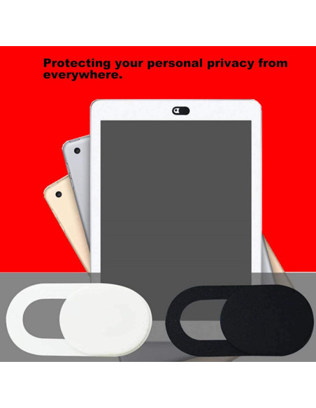 Cubierta deslizante para webcam 6 Pack - Negro, ultra delgada