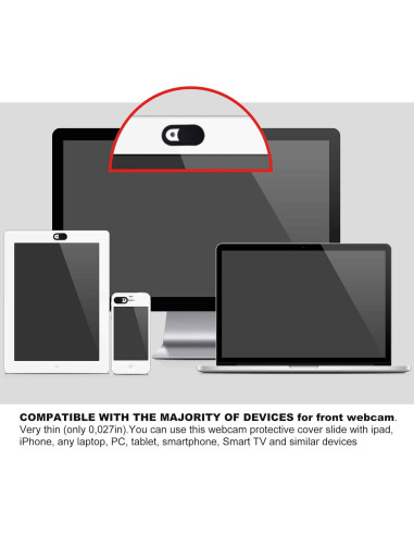 Cubierta deslizante para webcam 6 Pack - Negro, ultra delgada