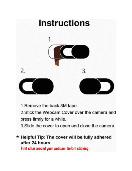 Cubierta deslizante para webcam 6 Pack - Negro, ultra delgada