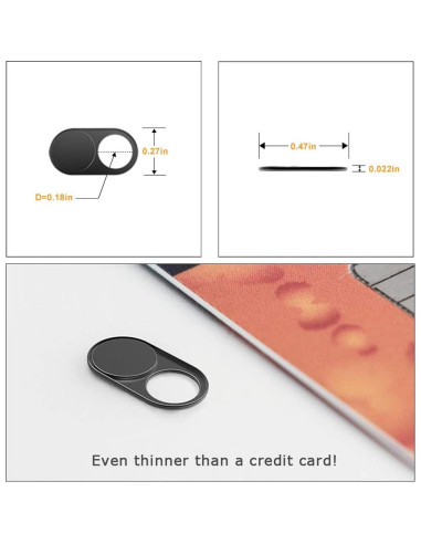 Cubierta de Webcam Deslizante Cimkiz Negra 3 Piezas 1.19cm