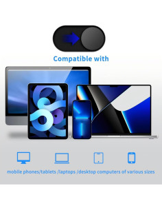 Cubierta de Webcam Deslizante JiSiTeCai - Paquete de 2 Negro 2