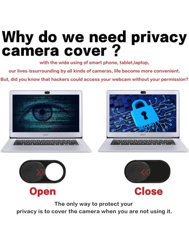 Cubierta de Webcam Metal Deslizante imluckies - 2 Piezas Negro
