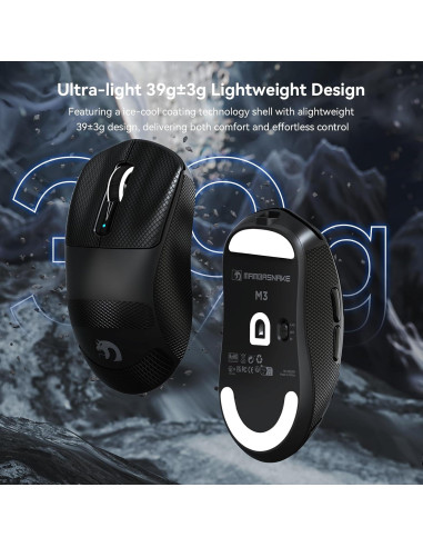 Ratón Inalámbrico para Juegos MAMBASNAKE M3, 40K DPI, 39g