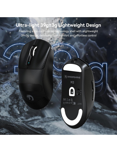 Ratón Inalámbrico para Juegos MAMBASNAKE M3, 40K DPI, 39g
