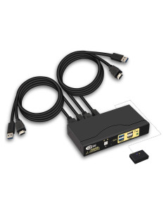 Interruptor KVM 4K 2 Puertos CKLau HDMI USB 3.0 con Audio