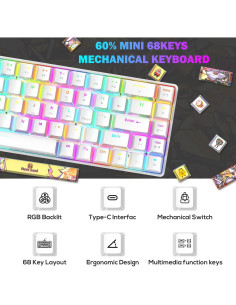 Teclado Mecánico Gaming FELICON 68 Teclas RGB Ergonómico 2