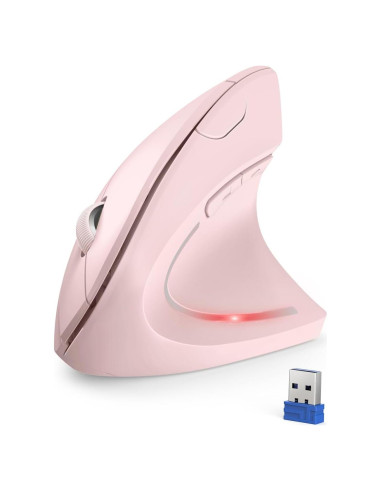 Ratón Vertical Inalámbrico Ergonómico TECKNET Rosa - 4800 DPI