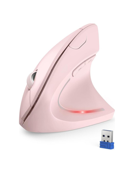 Ratón Vertical Inalámbrico Ergonómico TECKNET Rosa - 4800 DPI