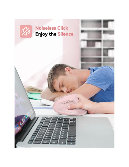 Ratón Vertical Inalámbrico Ergonómico TECKNET Rosa - 4800 DPI