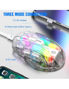 Ratón Mecánico Inalámbrico ATTOE RGB 3600 DPI Negro 2