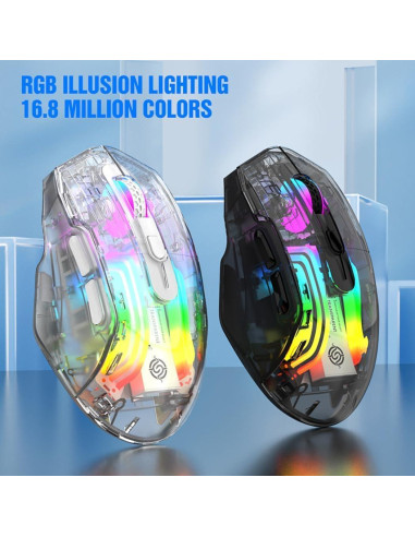 Ratón Mecánico Inalámbrico ATTOE RGB 3600 DPI Negro