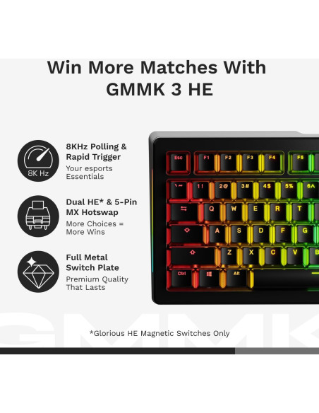 Teclado Mecánico Glorious GMMK 3 HE 75% Negro Hotswappable
