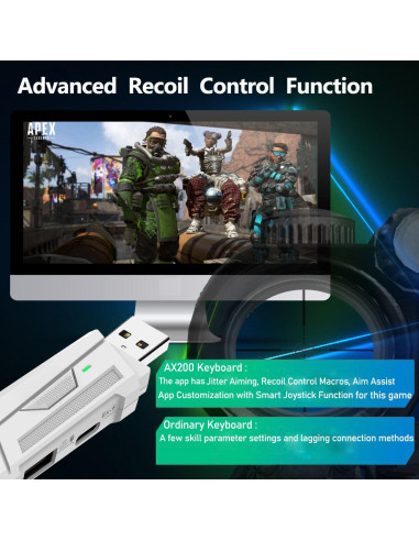 Adaptador de Teclado y Ratón para PC AX200 - 1000Hz, Mapeo Personalizado