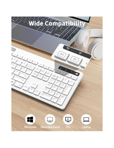 Combo Teclado y Ratón Inalámbricos Seenda Blancos para Mac