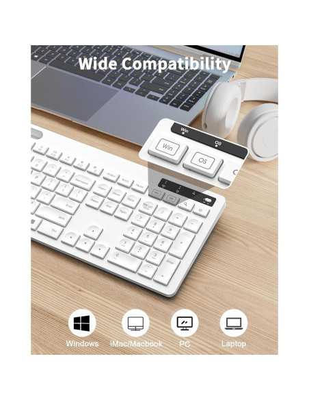 Combo Teclado y Ratón Inalámbricos Seenda Blancos para Mac