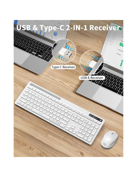 Combo Teclado y Ratón Inalámbricos Seenda Blancos para Mac