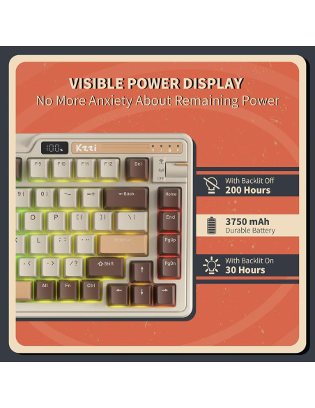 Teclado Mecánico Inalámbrico K75 PRO RGB Kzzi 82 Teclas