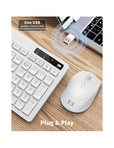 Combo Teclado y Ratón Inalámbricos Seenda Blancos para Mac