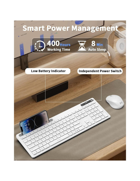 Combo Teclado y Ratón Inalámbricos Seenda Blancos para Mac