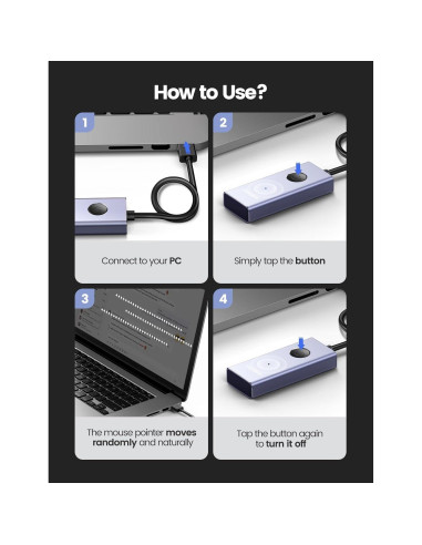 Vaydeer Mouse Jiggler USB Metálico S4 con Interruptor ON/OFF