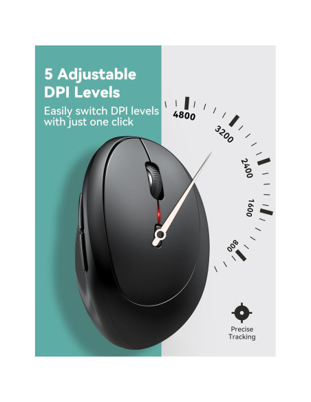 Ratón Ergonómico TECKNET Inalámbrico 4800 DPI Negro